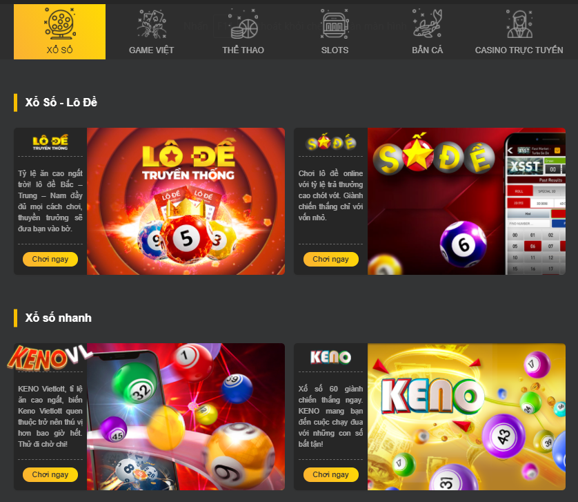 Đặt cược tại xổ số Keno 888b