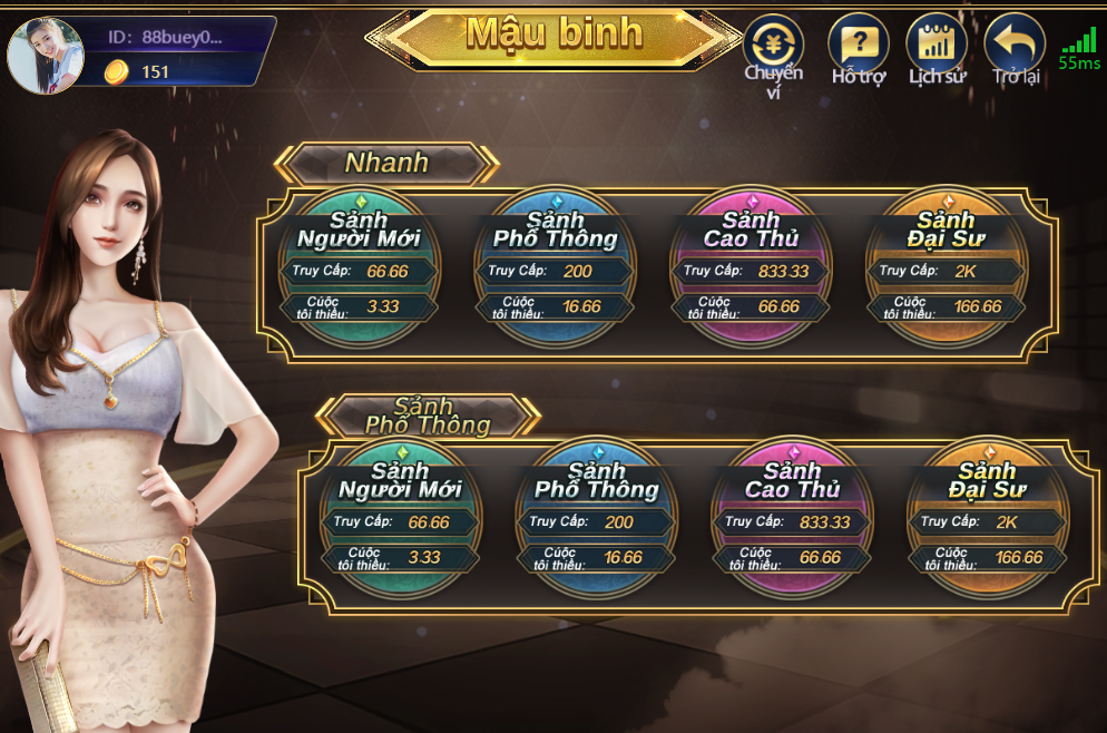 giao diện game bài Mậu Binh tại cổng game V88 club