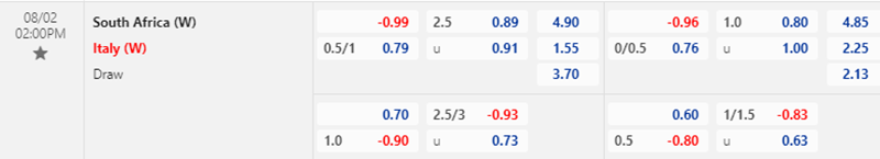 Nữ Italia vs nữ Nam Phi