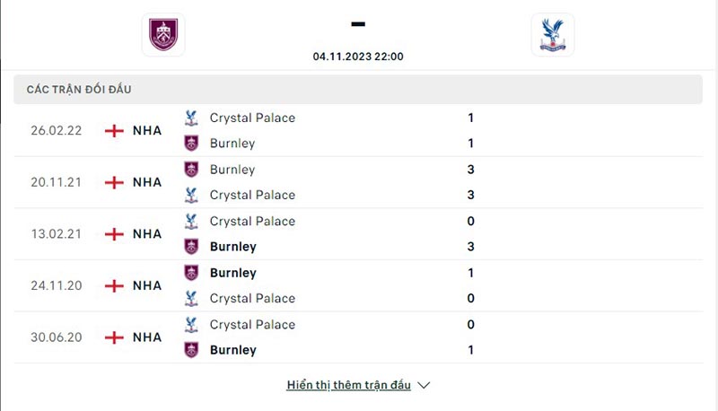 Burnley vs Crystal Palace